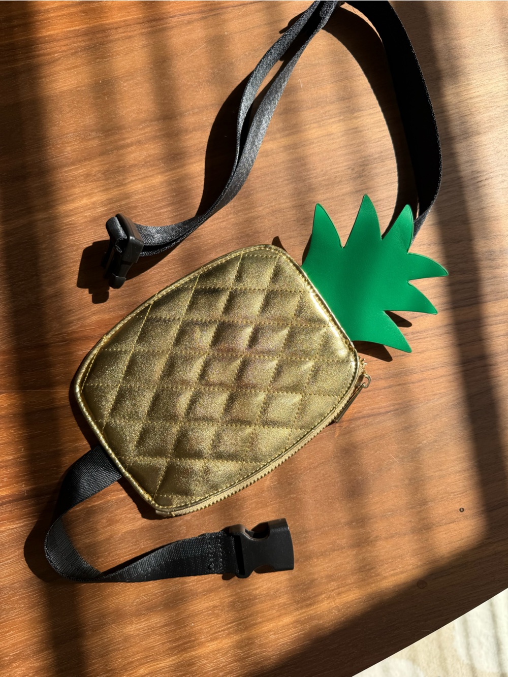 Forever 21 Gold Quilted Pineapple Belt Bag